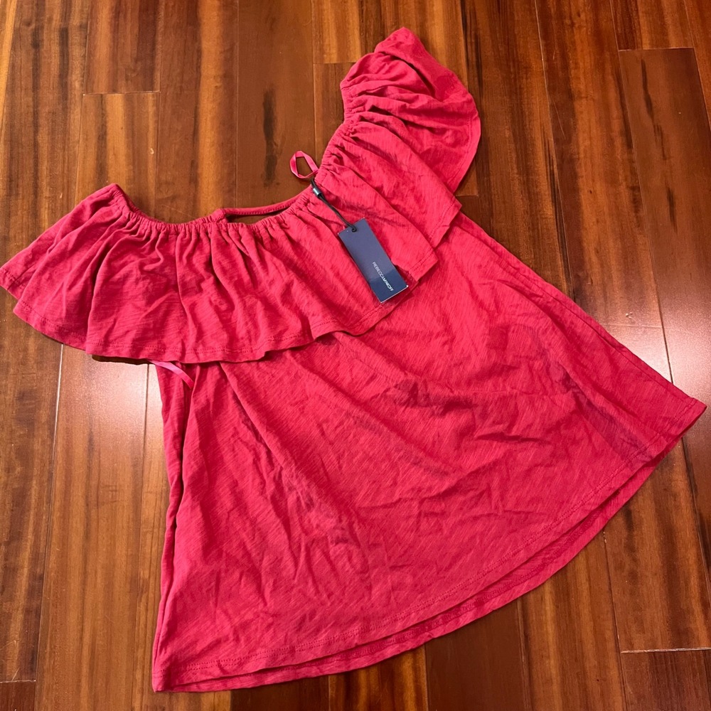 Rebecca Minkoff Top Off Shoulder Diosa Ruffle Top Shirley Temple Red New XXS 2XS